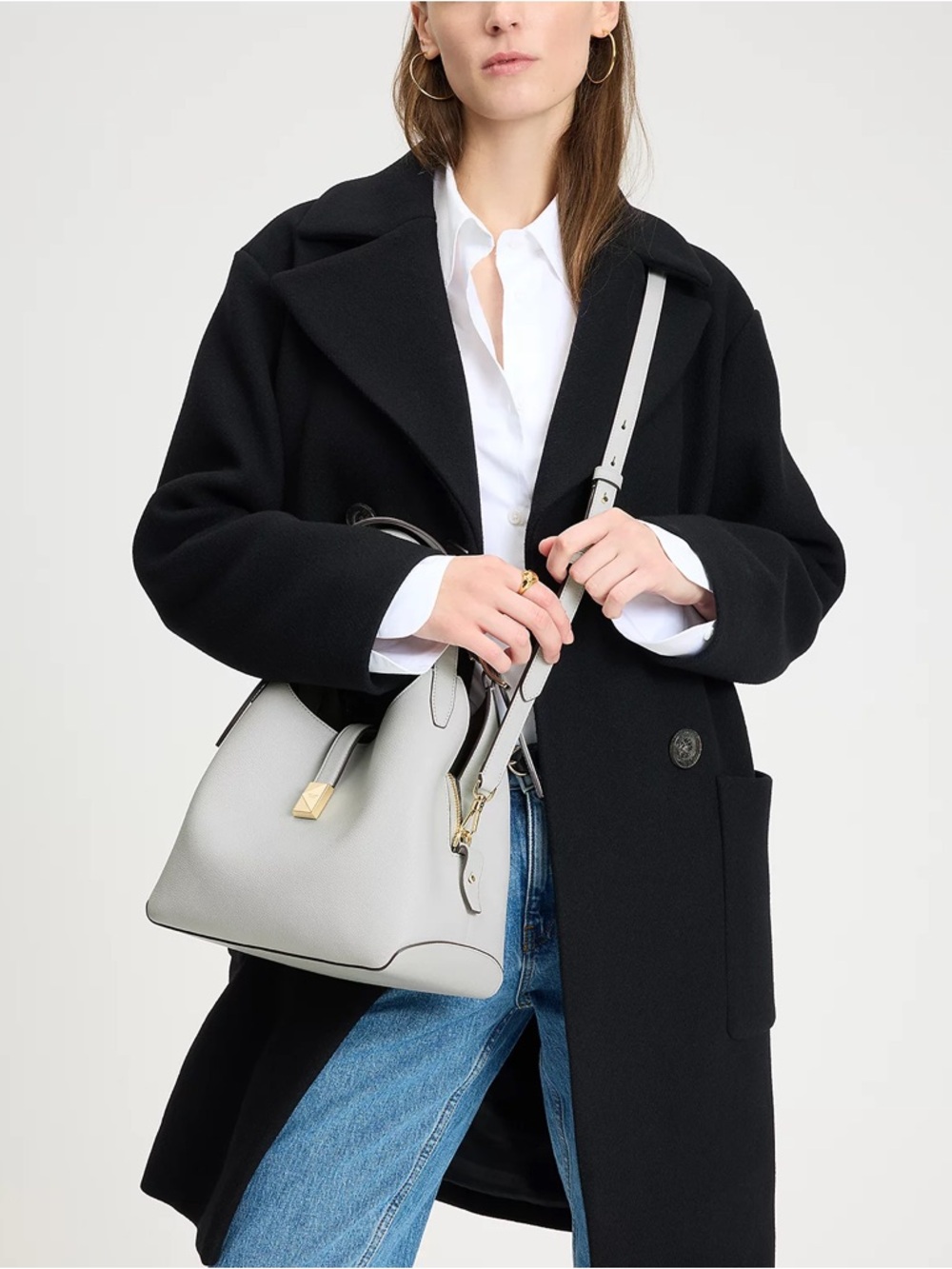 kate spade new york Deco Pebbled Leather Crossbody Tote - Black - Picture 6 of 11